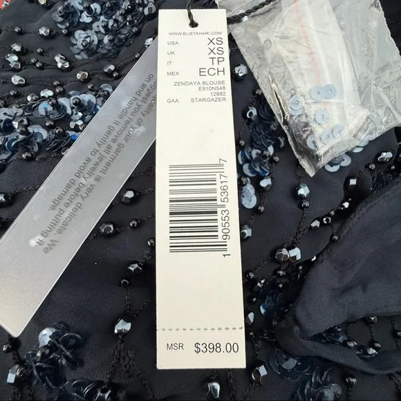 Elie Tahari Zendaya Silk Beaded Camisole Top Navy Blue NWT XS - Picture 5 of 8